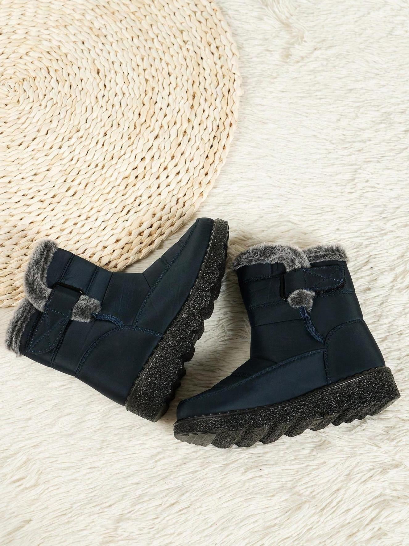 Women's Winter Snow Boots - Non-Slip Rubber-Soled, Faux Fur Collar ...
