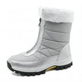 thumbnail image 1 of Women's Winter Snow Boots Outdoor Hiking Skiing Comfortable Anti-Slip Plush Zipper Cold-Resistant Thickened High Boots Gray 7.5 US, 1 of 7