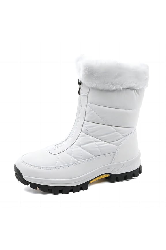 Women's Winter Snow Boots Outdoor Hiking Skiing Comfortable Anti-Slip Plush Zipper Cold-Resistant Thickened High Boots White 8 US