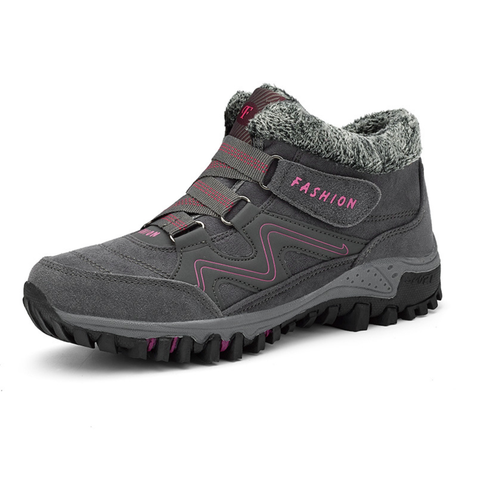 Women’s Winter Snow Boots Outdoor Warm Fleece-Lined Waterproof Ankle Boots, Non-Slip Thick Sole Cold Weather Hiking Boots, Lightweight Insulated Mid-Top Trekking Walking Winter Shoes for Adults