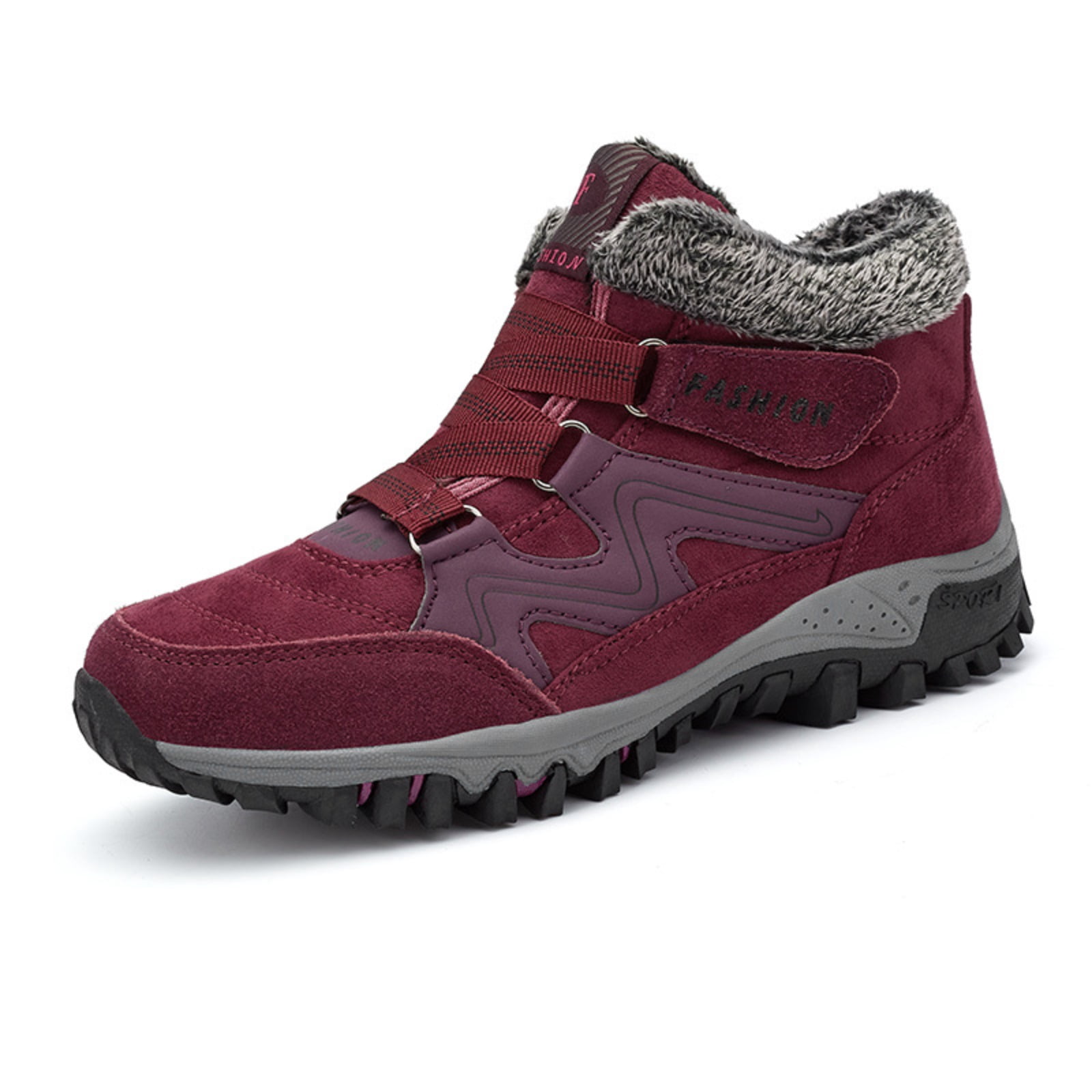 Women’s Winter Snow Boots Outdoor Warm Fleece-Lined Waterproof Ankle Boots, Non-Slip Thick Sole Cold Weather Hiking Boots, Lightweight Insulated Mid-Top Trekking Walking Winter Shoes for Adults