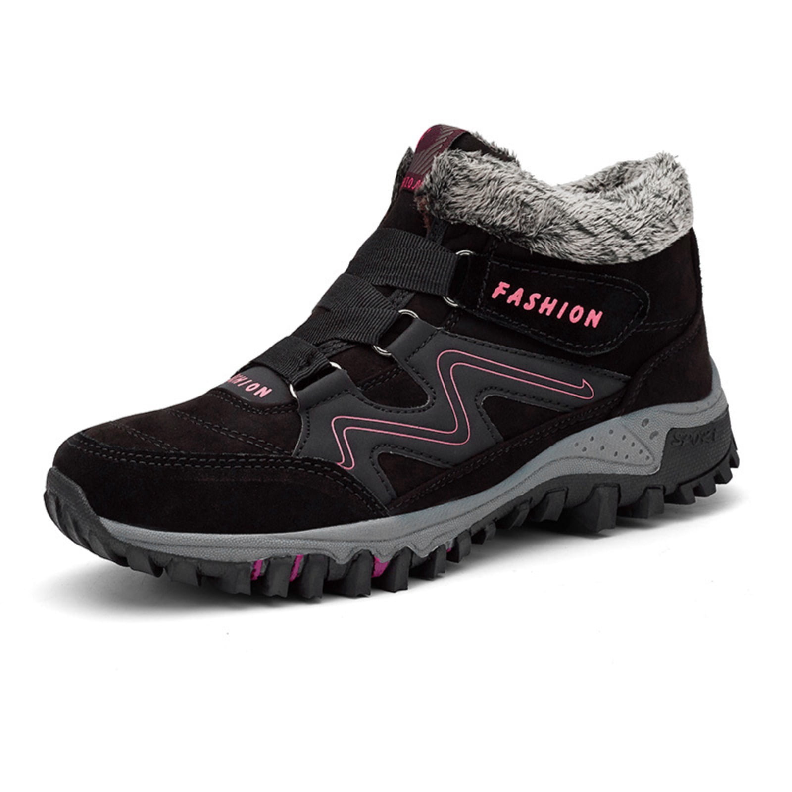 Women’s Winter Snow Boots Outdoor Warm Fleece-Lined Waterproof Ankle Boots, Non-Slip Thick Sole Cold Weather Hiking Boots, Lightweight Insulated Mid-Top Trekking Walking Winter Shoes for Adults
