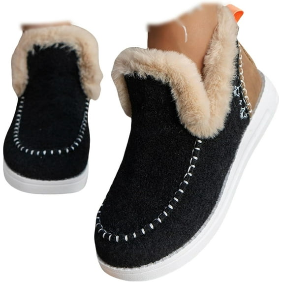 Women's Winter Snow Boots - Warm Anti-Slip Flat Boots for Casual Outdoor WearShort Booties