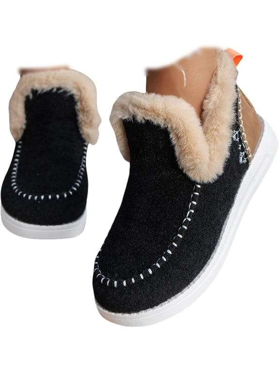 Women's Winter Snow Boots - Warm Anti-Slip Flat Boots for Casual Outdoor WearShort Booties