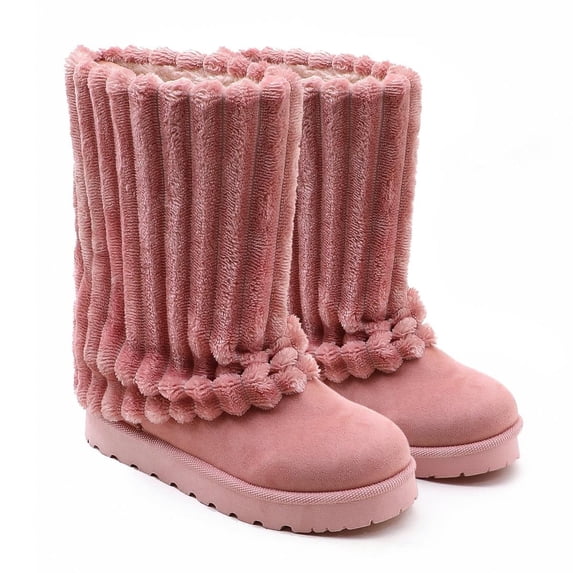 Women's Winter Snow Boots Warm Mid-Calf Comfortable Platform Pull On Indoor Outdoor Shoes