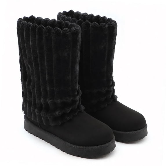 Women's Winter Snow Boots Warm Mid-Calf Comfortable Platform Pull On Indoor Outdoor Shoes