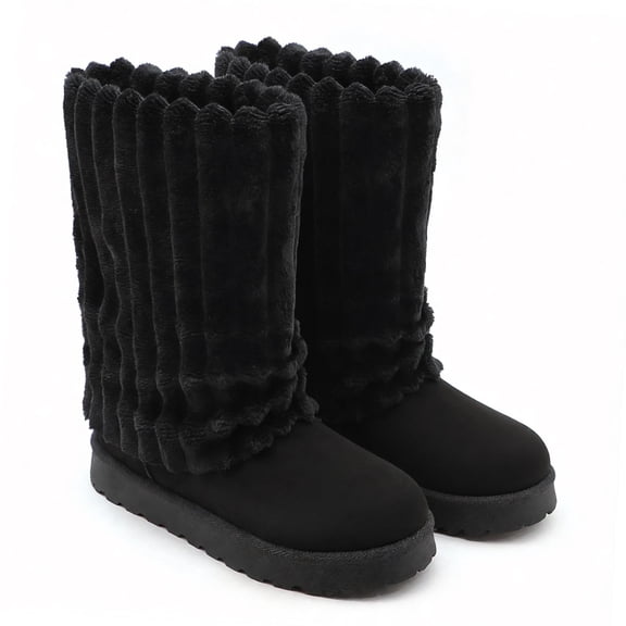 Women's Winter Snow Boots Warm Mid-Calf Comfortable Platform Pull On Indoor Outdoor Shoes