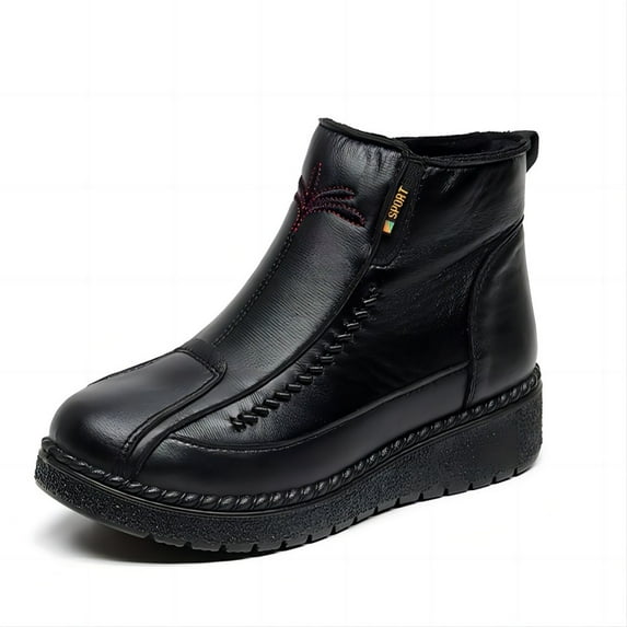 Women's Winter Snow Boots Warm Outdoor Velvet Zipper Waterproof Comfortable Thickened Cotton Shoes Black 9 US