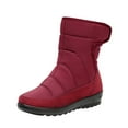 thumbnail image 1 of Women's Winter Snow Boots Warm Waterproof Ankle Boots Outdoor Suede Shoes Non-Slip Comfortable Mid Calf Boots Red 40, 1 of 6