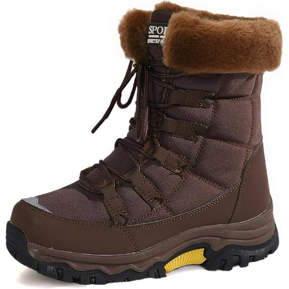 Women's Winter Snow Boots - Waterproof Platform Hiking Boots with Cotton-lined & Anti-Slip Sole