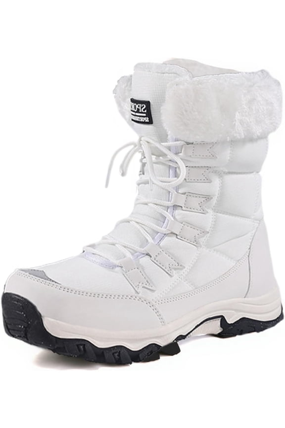 Women's Winter Snow Boots - Waterproof Platform Hiking Boots with Cotton-lined & Anti-Slip Sole