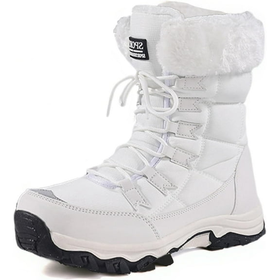 Women's Winter Snow Boots - Waterproof Platform Hiking Boots with Cotton-lined & Anti-Slip Sole