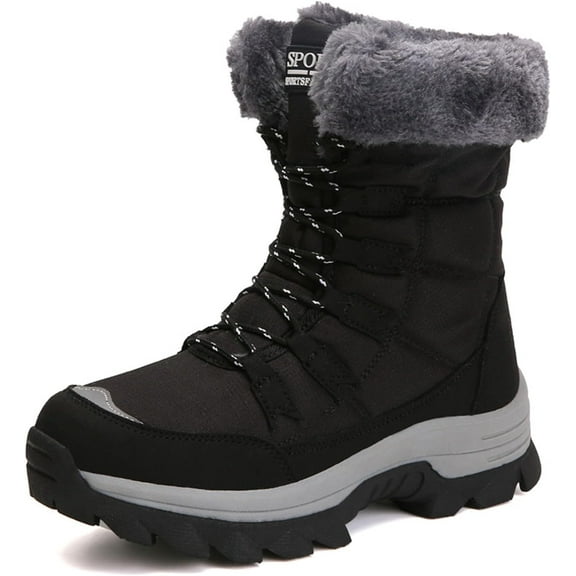 Women's Winter Snow Boots - Waterproof Platform Hiking Boots with Cotton-lined & Anti-Slip Sole