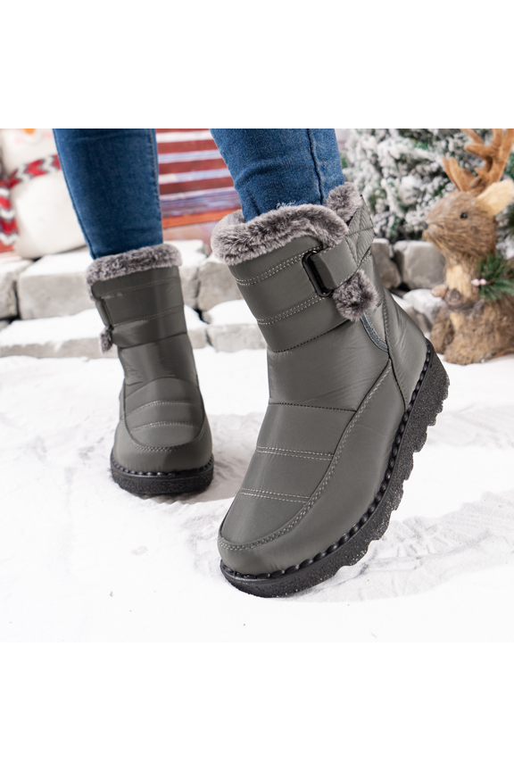Women’s Winter Snow Boots Waterproof Warm Plush Lined Anti-Slip Ankle Booties, Outdoor Cold-Weather Insulated Slip-On Fur Trim Winter Footwear