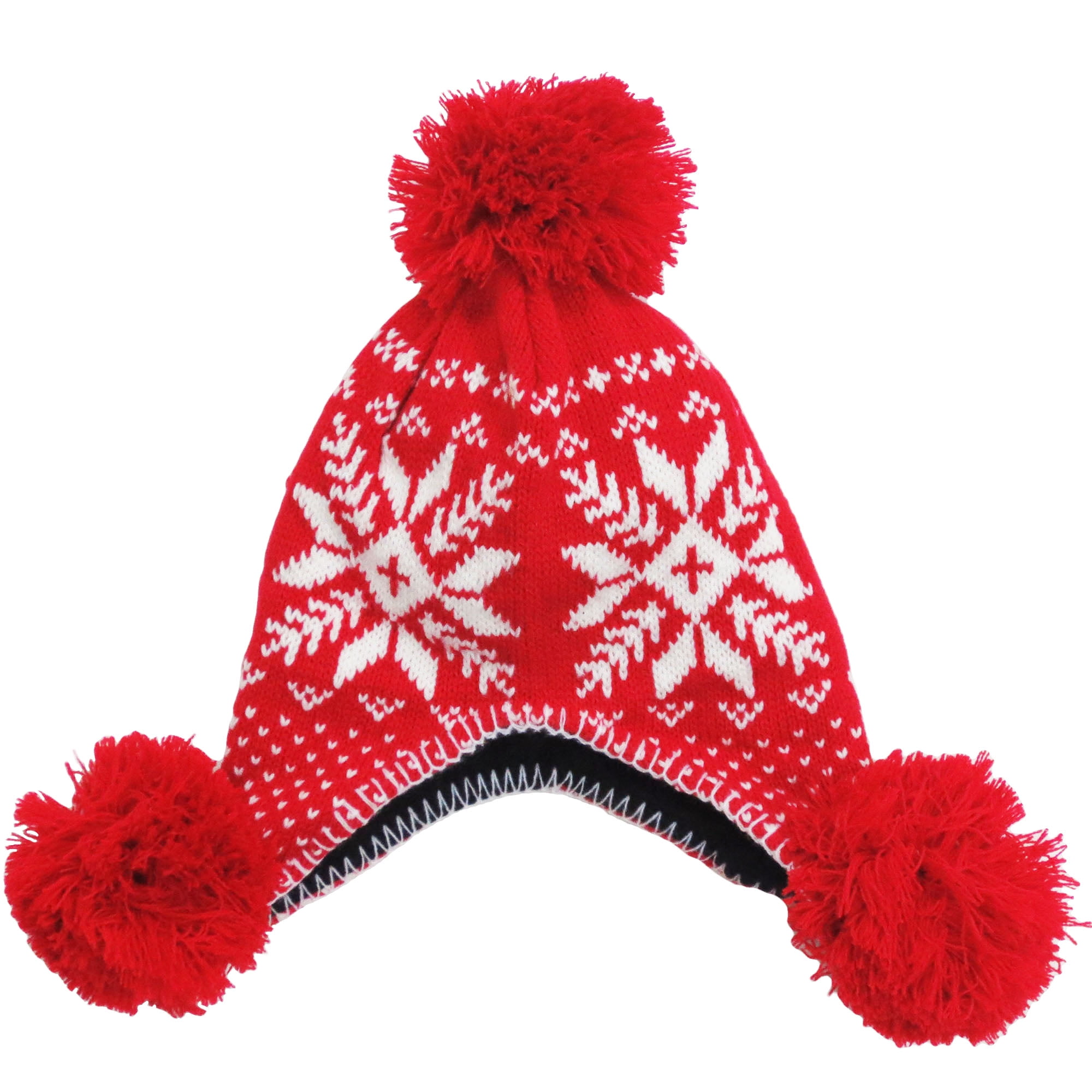 Pom Poms Hats Snowflake Christmas Women's Hat In Red - Milanoo.com