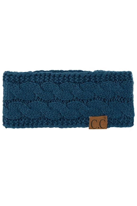 Women's Winter Soft Stretch Head and Ear Warmer Fashionable Cable Knit Crocheted Head Band For Men and Women One Size Perfect Gift! Blue