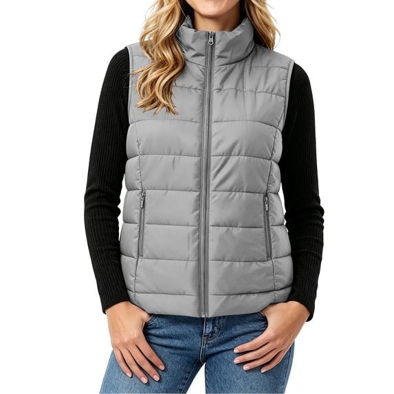 Women's Winter Solid Color Cotton Vest With Zippered Lining And Pockets For Warmth