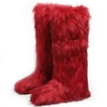 thumbnail image 1 of Women's Winter Solid Color Fluffy Faux Fur Knee High Snow Boots Girls's Outdoor Plush Warm Furry Long Boots Big Size, 1 of 5