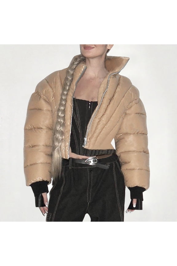 Women's Winter Solid Color Lapel Zipper Long Sleeve Belted Bread Jacket Padded Jacket down Western Jacket Womens Petite Wool Coats Winter Jacket Tops Long Duster Wool Coat Women Name Coats for Women