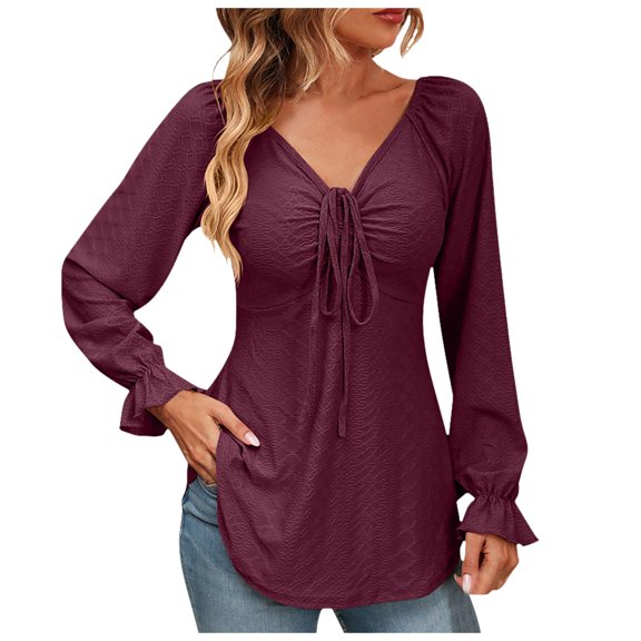 Women's Winter Solid Color Loose Fit Half Zip Front Casual Long Sleeve Tunic Hoodie