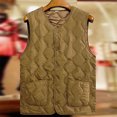 thumbnail image 1 of Women's Winter Solid Color Quilted Vest Jacket Cardigan Style Zipper Hoodless Casual, 1 of 3