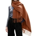thumbnail image 1 of Women's Winter Solid Color Tassel Shawl Warm Scarf, 1 of 4