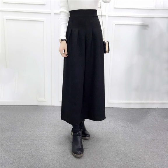 Women’s Winter Solid Color Wool Blend Casual Wide Leg Crop Pants For Comfort And Style Women Jogging Pants Pants for Women Business Casual Womens Pants Casual Work Poly Casual Pant Suits for Women