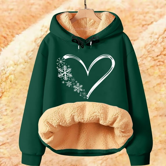 Women's Winter & Spring Must-Have! Warm Fleece Hoodie Pullover Soft Thermal Long Sleeve Solid Printed Loose Casual Plus Size & Fashion Outdoor Hoodies