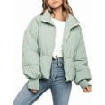 thumbnail image 1 of Women's Winter Stand Collar Zip Puffer Jacket Baggy Short Padded Down Warm Coats, 1 of 7