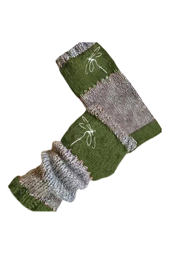 Women's Winter Stretchy Fingerless Gloves Cute Cat Face Knit Warm Comfortable Mitts Green One Size