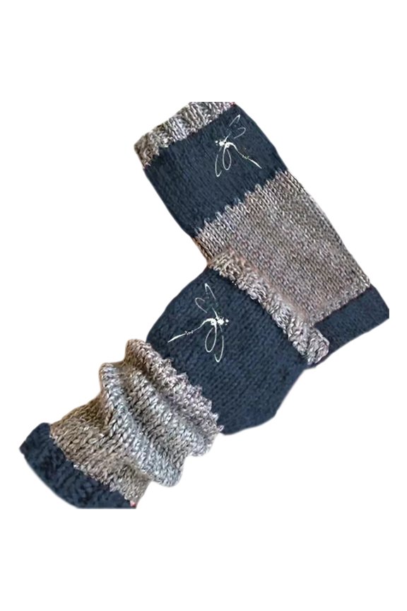 Women's Winter Stretchy Fingerless Gloves Cute Cat Face Knit Warm Comfortable Mitts Navy One Size