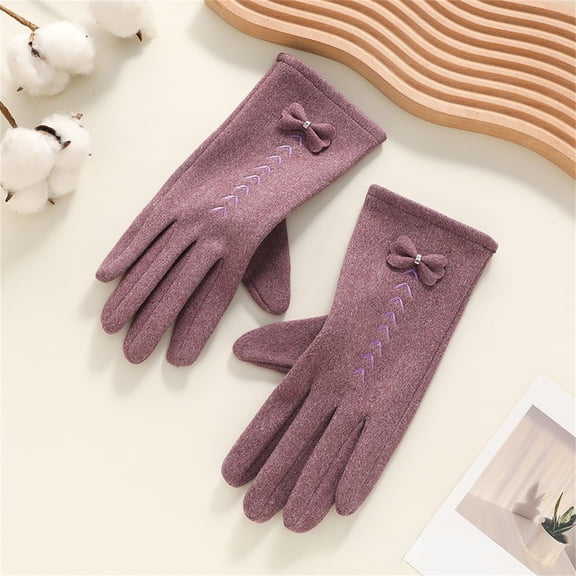 Women's Winter Suede Gloves with Faux Fur Cuffs Windproof Ladies Gift Womens for Cold Weather Anti Slip Full Finger Gloves Cycling Riding for Outdoor Excercising Warm Cold Weather Stretch Gloves