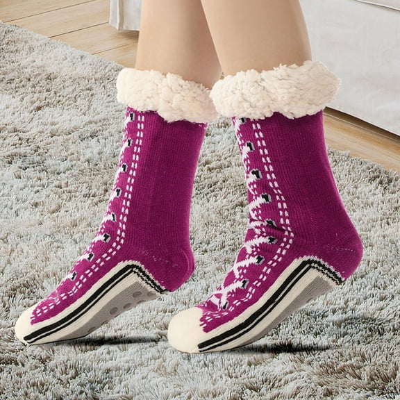 Women's Winter Super Soft Warm Cozy Fleece Lined Fuzzy Slipper Socks with Grippers