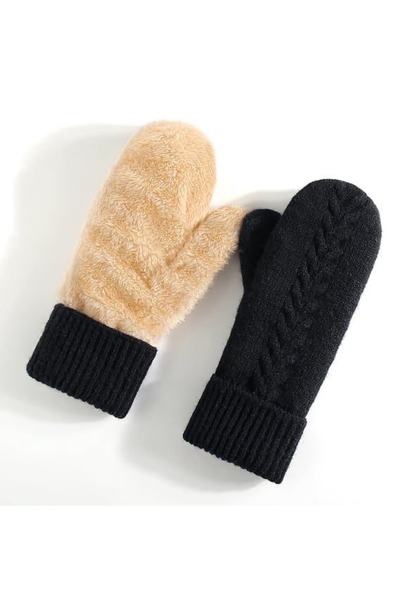 Women's Winter Thermal Mittens, Double-Layer Fleece Lined, Touchscreen Compatible for Cycling Skiing, Cold Weather Windproof Outdoor Activities