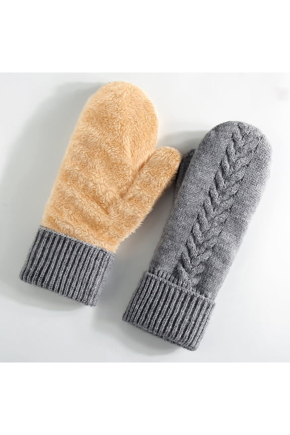 Women's Winter Thermal Mittens, Double-Layer Fleece Lined, Touchscreen Compatible for Cycling Skiing, Cold Weather Windproof Outdoor Activities