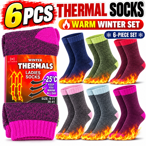 Women's Winter Thermal Multicolored Ankle Quarter Socks for Cold Weather Warm Work Heavy Duty Boots Socks (6 Pack)
