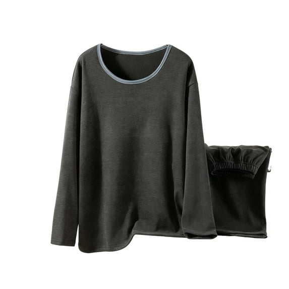 Women's Winter Thermal Underwear Set - Seamless Cotton Fleece-Lined Pajamas, Soft 2-Piece Loungewear (Pullover Top + Long Pants) for Sleep/Nightwear/Daily