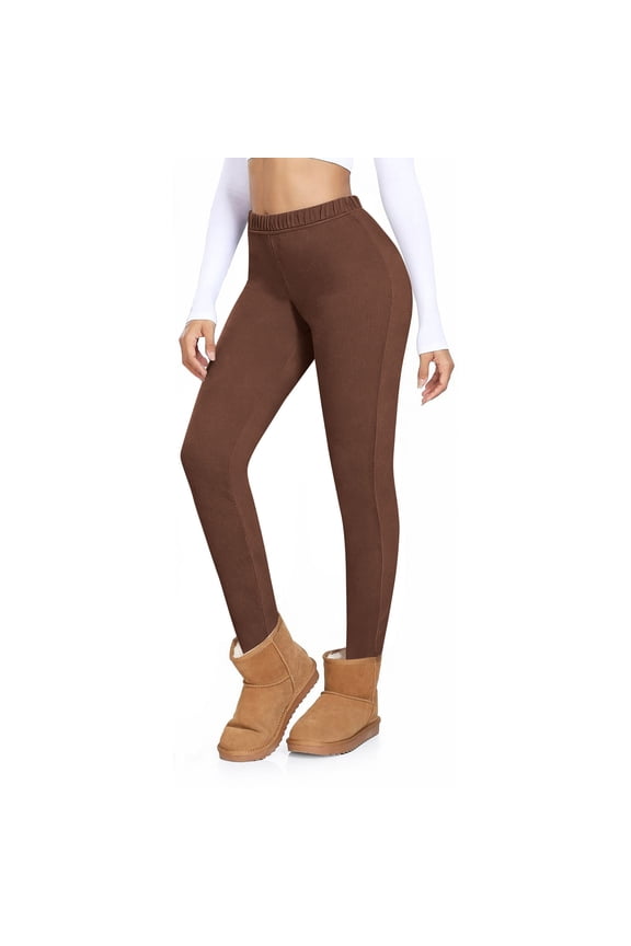 Women's Winter Thermals Brushed Jeggings Velvet Legging Base Layer Tapered Pants High Waisted Jogger Tummy Control Pants Warmth Long Johns Buttery Smooth Pants(Coffee,M)