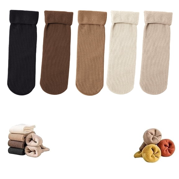 Women's Winter Thick Fleece Socks Warm Mid Calf Socks Cozy Non Slipper Socks Outdoor Unisex 5 PC