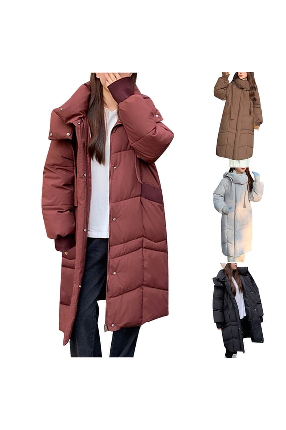 Women's Winter Thick Padded Jacket Coat Parka for Ladies Long Sleeve Loose Fit Oversized Warm Fleece Lined Casual Daily Wear Travel Streetwear Fashion Essential Gift for Women