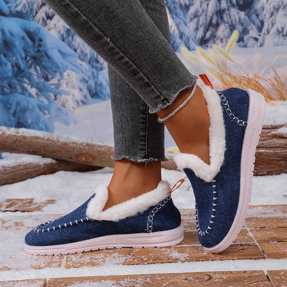 Women's Winter Thick Platform Walking Shoes, Fleece Lined Warm Breathable Upper Non Slip Thick Sole, Cozy Warm Boots for Cold Weather