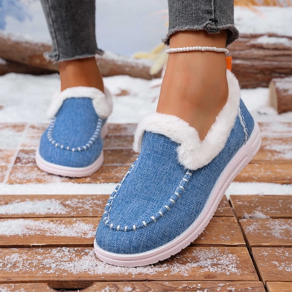 Women's Winter Thick Platform Walking Shoes, Fleece Lined Warm Breathable Upper Non Slip Thick Sole, Cozy Warm Boots for Cold Weather