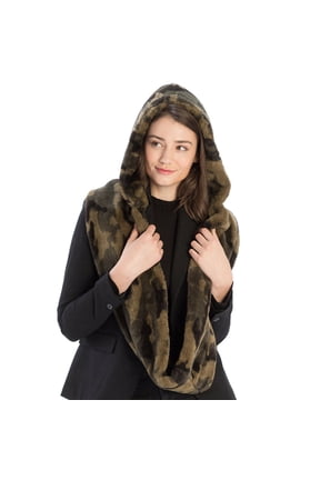 Women's Winter Thick Soft Faux Fur Infinity Hood Scarf Head Scarf Wrap