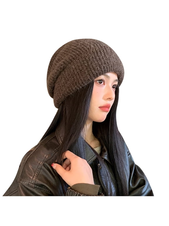 Women's Winter Thick Warm Winter Hats For Women Knit Beanie Hat Skull Cap Beanies For Men Women Coffee