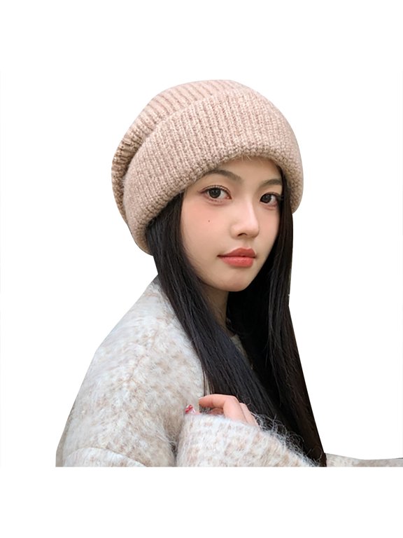 Women's Winter Thick Warm Winter Hats For Women Knit Beanie Hat Skull Cap Beanies For Men Women Pink