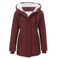 thumbnail image 1 of Women's Winter Thicken Hooded Sherpa Lined Parka Military Anorak Jacket Warm Short Cotton Coats for Women, 1 of 6