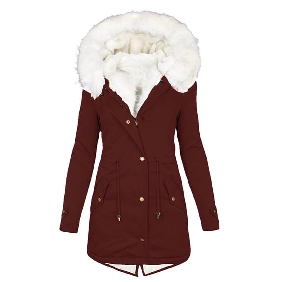 Women's Winter Thicken Puffer Coat Warm Snow Jacket (Wine XXXL)