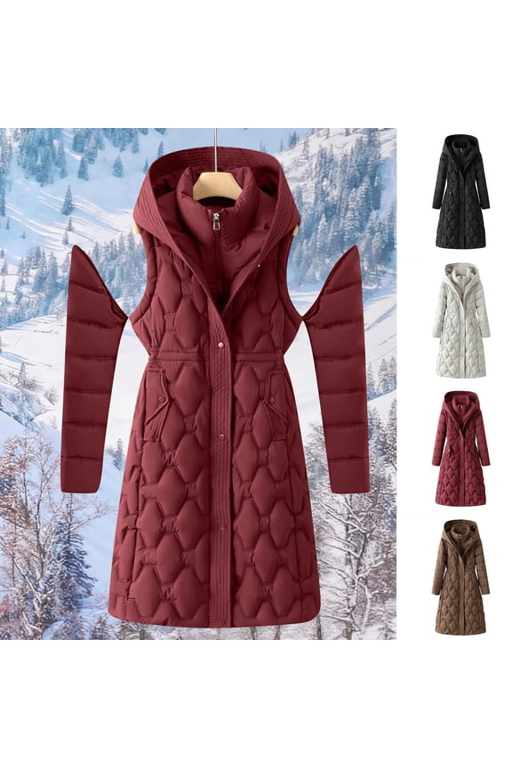 Women's Winter Thicken Stand Collar Zipper Hooded Parka Coat Jacket Outerwear for Casual Daily Streetwear Travel Cold Weather Fashion Essential Gift for Ladies | HAODEJW,Black M