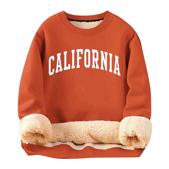 Women's Winter Thickened Warm Solid Color Cardigan Sherbet Round Neck Sweatshirt