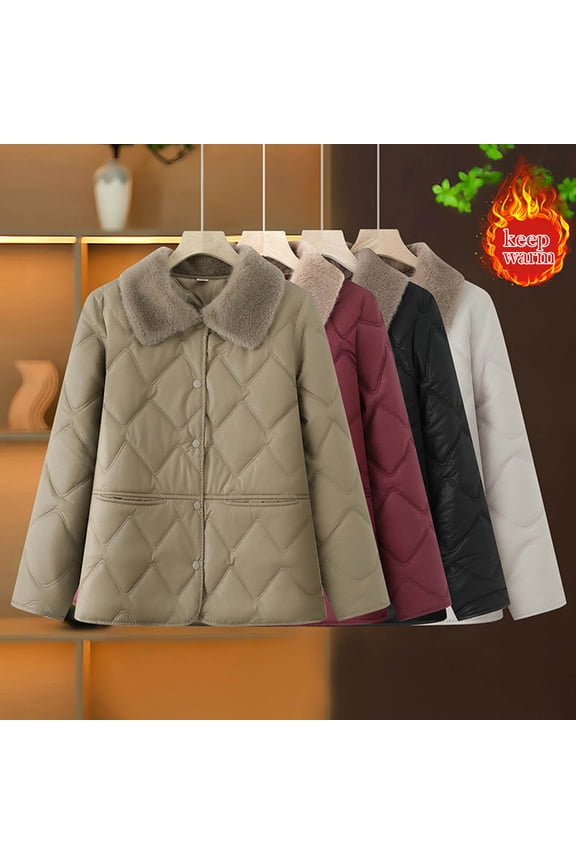 Women's Winter Thin Warm Jacket Coat Outerwear, Thermal Lightweight Casual Long Sleeve, Windproof Puffer Jacket for Cold Weather, Holiday Gift | CSEONE,Beige XL